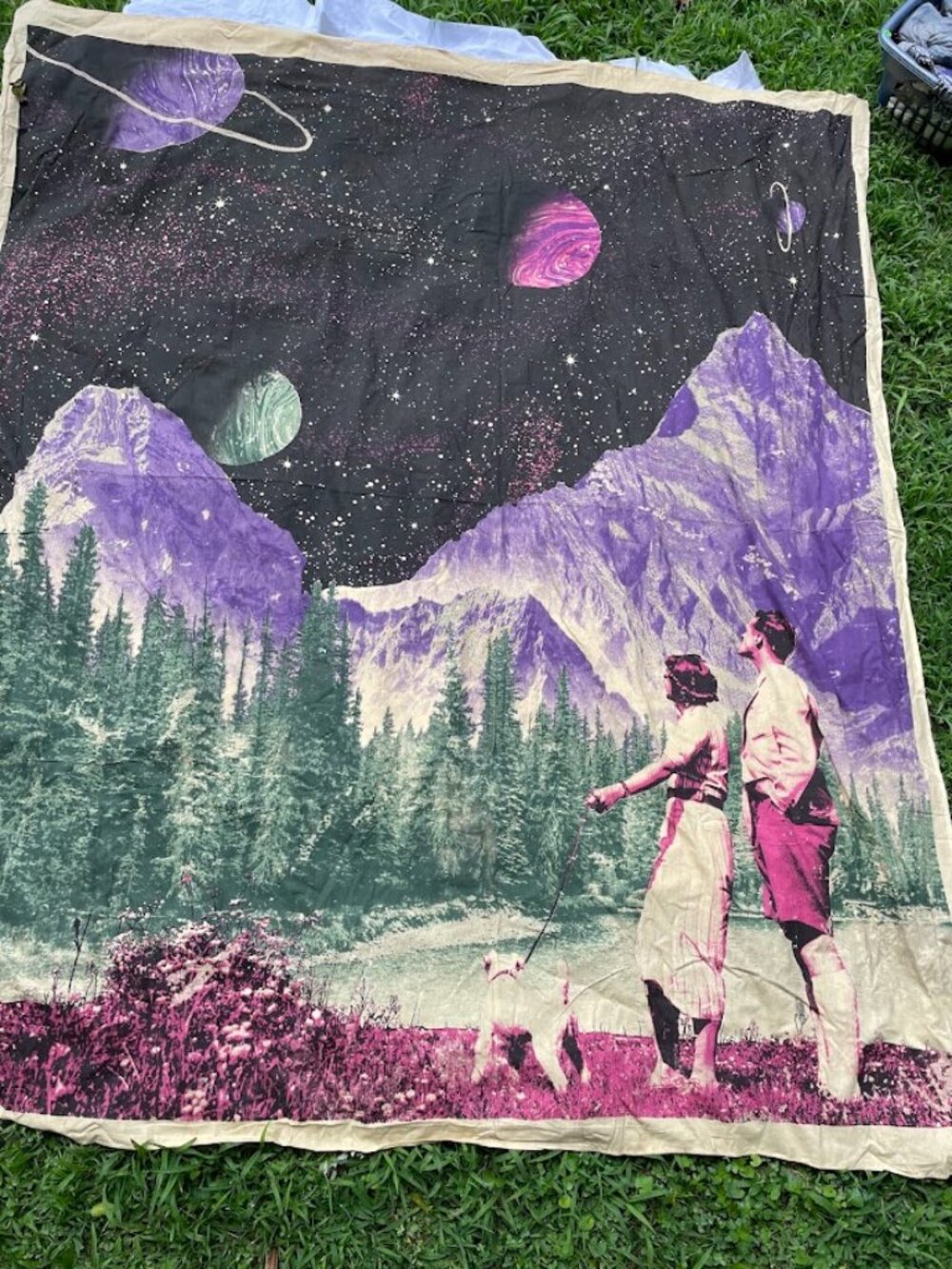 Earthbound Trading Large Wall Tapestry Hanging Mountains Space Planets Couple
